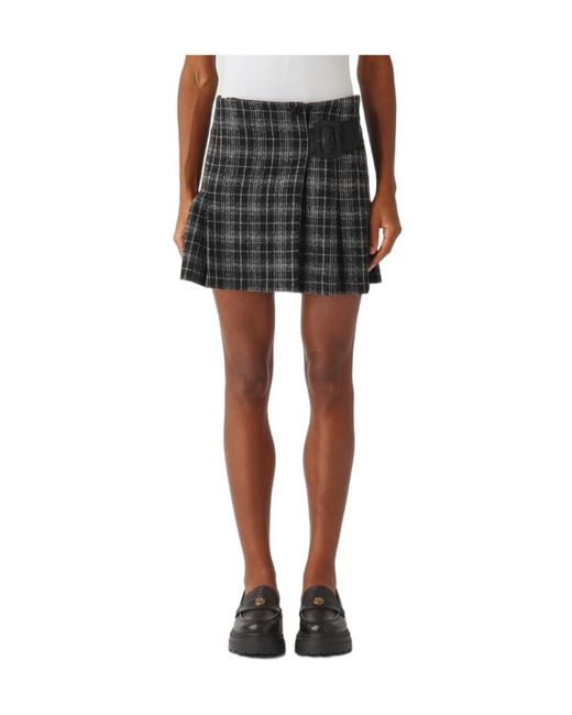 Pinko Black Plaid Midi Skirt