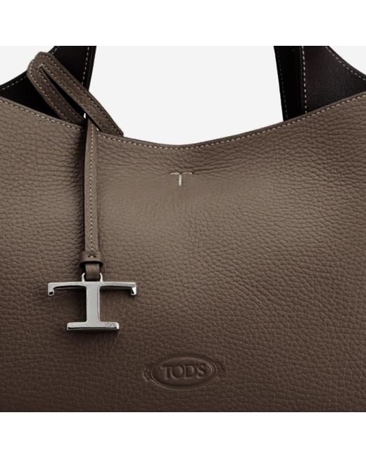 Tod's Brown Logo-Embossed Tote Bag