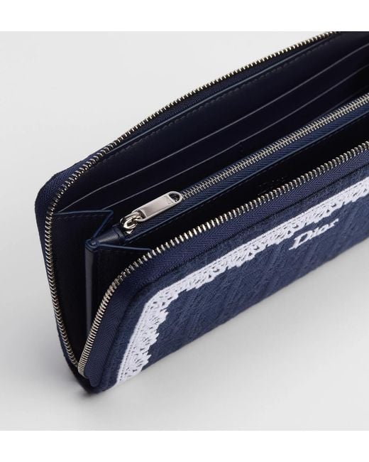 Dior Blue Oblique Voyageur Slim Wallet