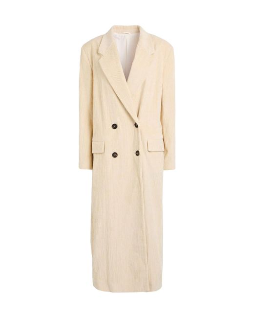 Brunello Cucinelli Natural Double-Breasted Coat