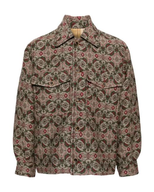 Uma Wang Brown Jacquard Shirt Jacket for men
