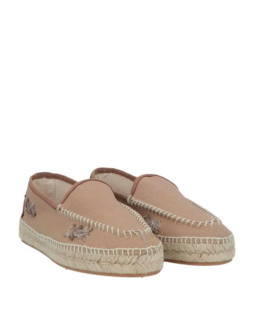 Maison Margiela Brown Embroidered Canvas Flats