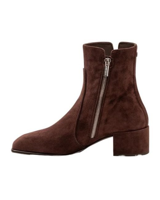 Jimmy Choo Brown Square-Heeled Ankle Boots
