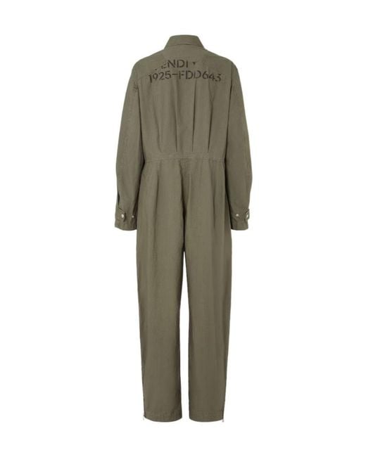 Fendi Green Parachute Canvas Jumpsuit