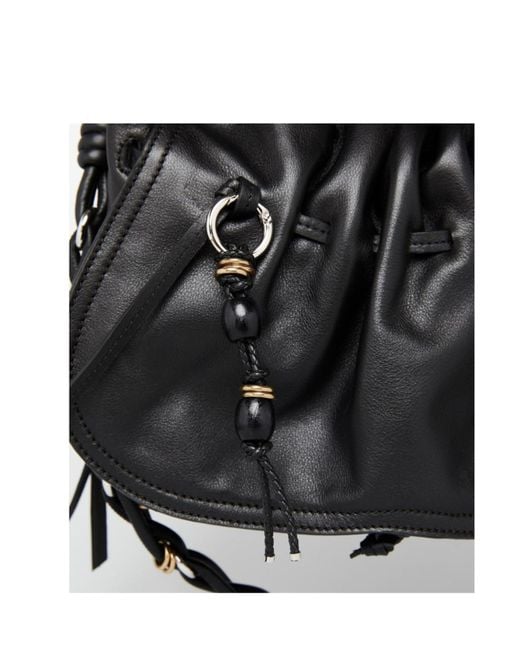Isabel Marant Black Bolton Drawstring Detailed Shoulder Bag