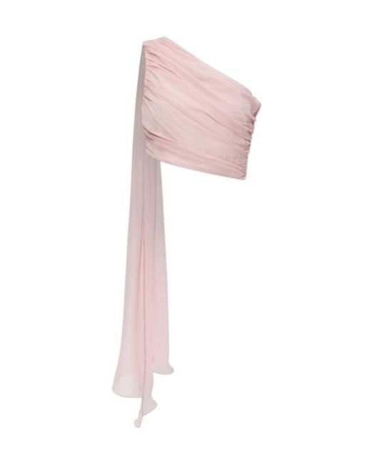 Posse Pink Solene One-Shoulder Draped Top