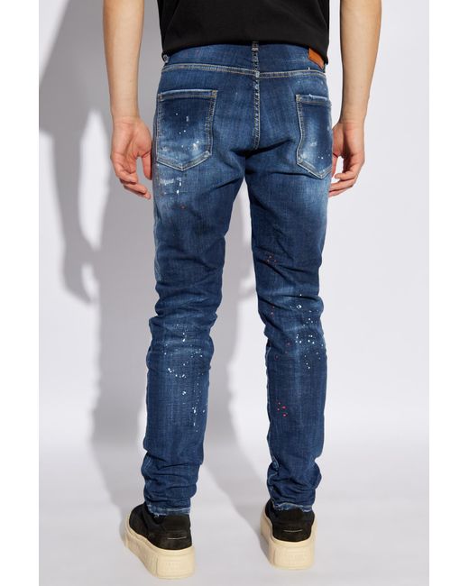 DSquared² Blue Cool Guy Distressed Skinny Jeans for men