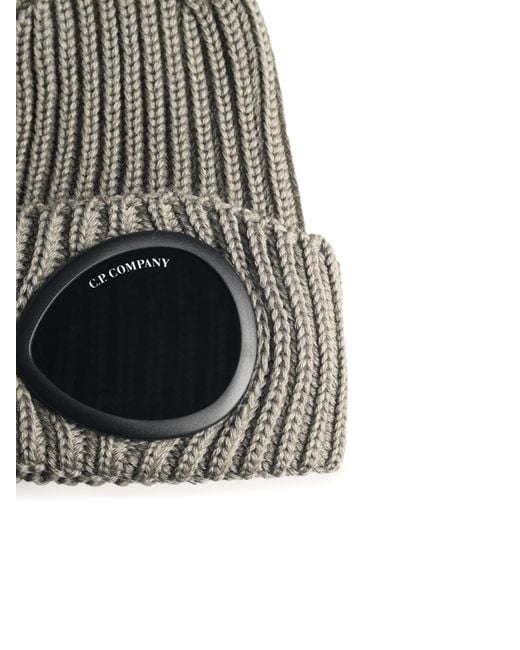 C P Company Gray Goggle Beanie for men