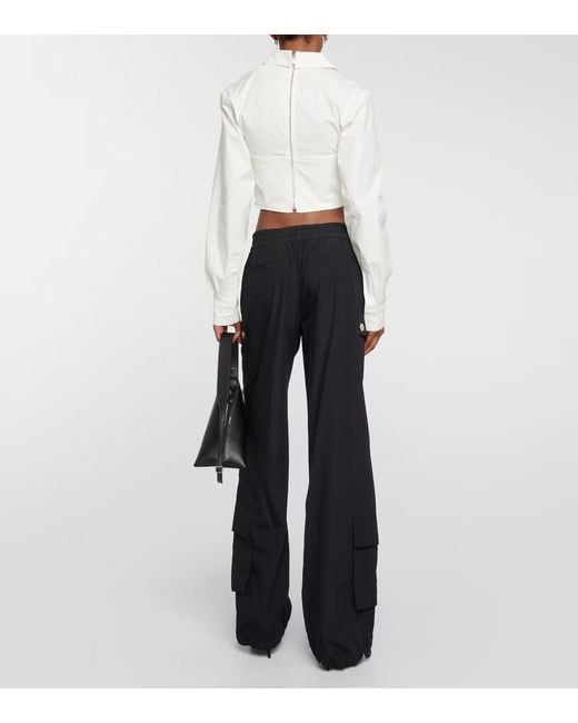 Dion Lee White V-Neck Zip-Up Hoodie