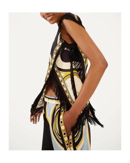 LaDoubleJ Black La Doublej Printed Fringe Scarf Top