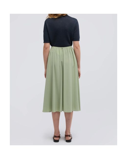 Aspesi Green Pleated Midi Skirt