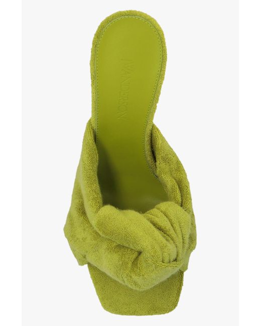 J.W. Anderson Green Terrycloth Open-Toe Mules