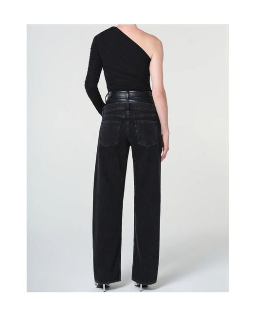 Agolde Black Elson Double-Waist Jeans