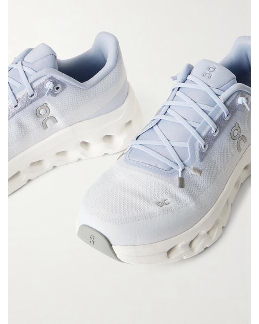 On Shoes White Stretch Recycled-Knit Sneakers