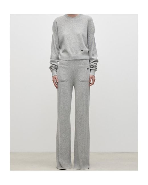 Victoria Beckham Gray Crew Neck Knitted Sweater
