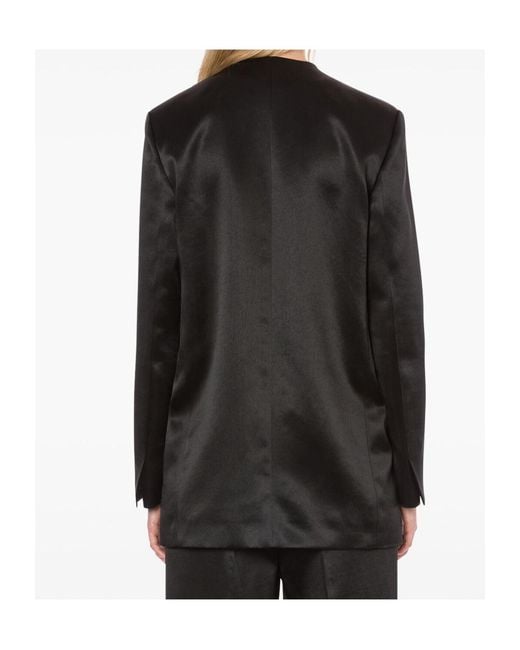 Philosophy Di Lorenzo Serafini Black Double Breasted Satin Blazer