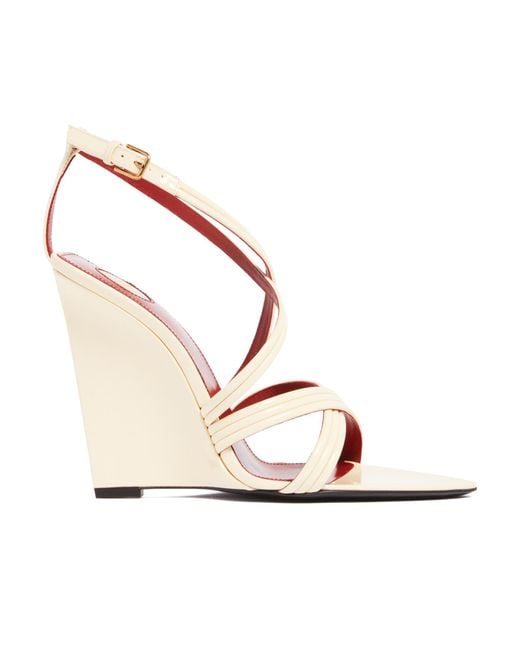 Saint Laurent Metallic Open Toe Wedge Sandals