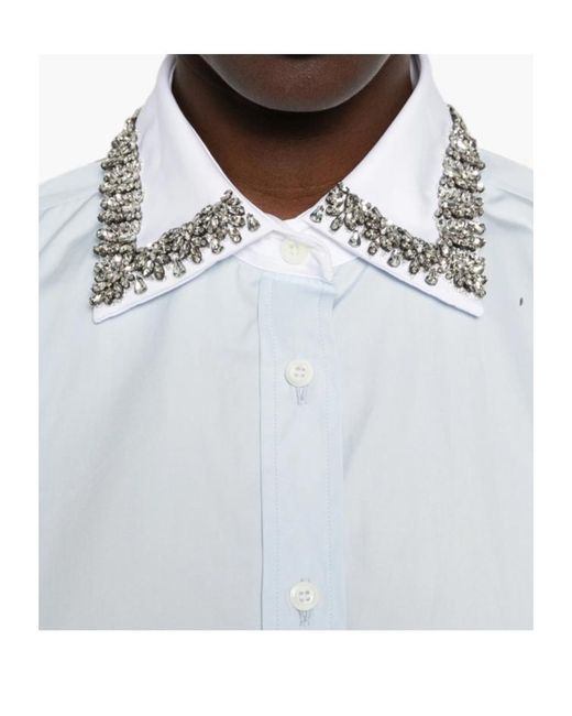 Prada White Embellished Collar Shirt