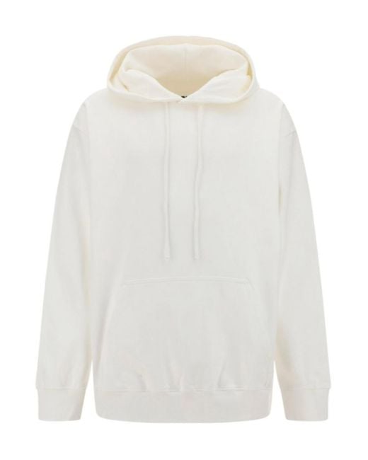 MM6 by Maison Margiela White Graphic Printed Drawstring Hoodie for men