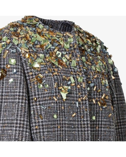 Fendi Cocoon-Style Embellished Belted Tweed Jacket in Gray | Lyst