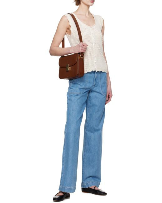 A.P.C. Brown Grace Foldover Shoulder Bag for men