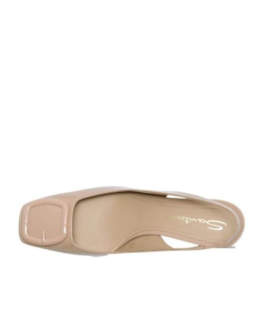 Santoni Pink Slingback Square Toe Strap Pumps