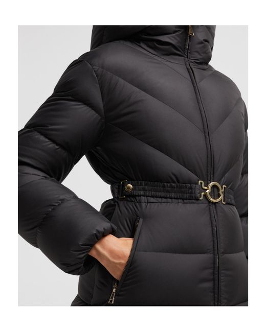 Moncler Black Brosse Belted Padded Jacket
