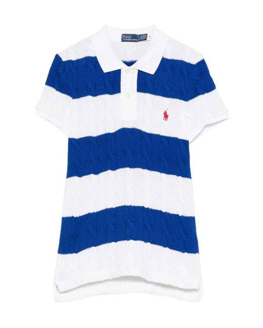 Polo Ralph Lauren Blue Slim Fit Cable-Knit Polo Shirt