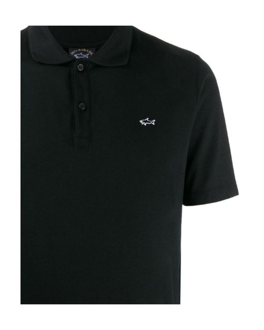 Paul & Shark Black Short Sleeve Logo Polo Shirt for men