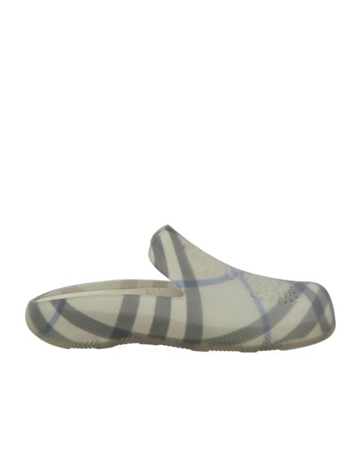 Burberry Gray Printed Slip-On Shoes