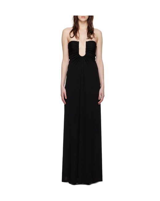 Christopher Esber Black Ruched Strapless Dress