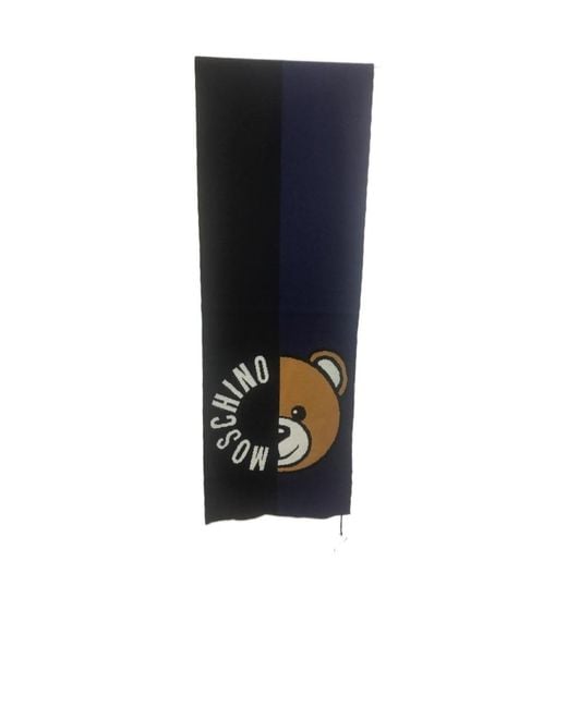 Moschino Blue Logo Knitted Scarf for men