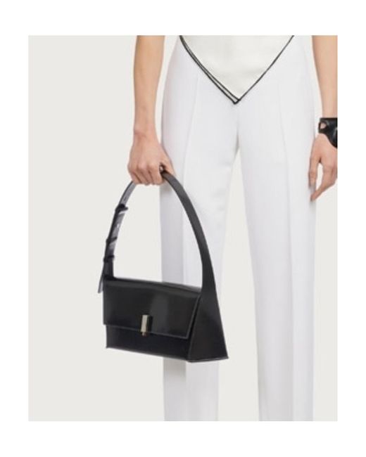 Ferragamo Black Ferragamo Geometric Logo Engraved Shoulder Bag