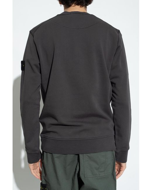 Stone Island Black Compass Patch Crewneck Sweatshirt for men