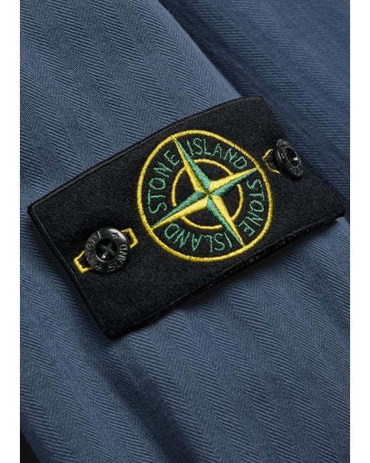 Stone Island Blue Herringbone Cotton Jacket for men