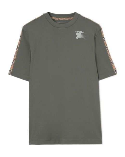 Burberry Gray Check Trim Jersey T-Shirt for men