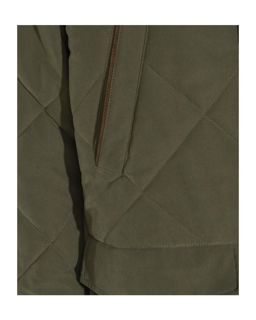 Canali Green Quilted Button-Front Coat for men