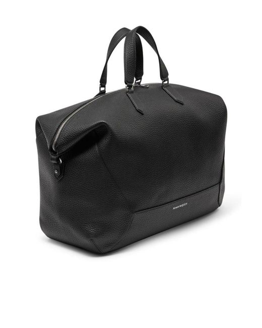 McQueen Black The Edge Zipped Duffle Bag for men
