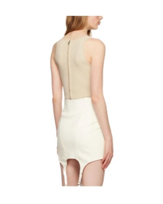 Dion Lee White Corset-Style Crochet-Knit Top