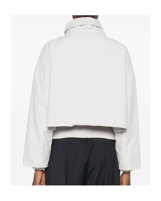 Emporio Armani White High-Neck Bomber Jacket