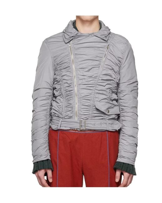 OPEN YY Gray Pleated Bomber Jacket for men