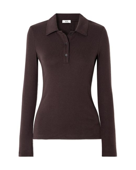 Agolde Brown Long-Sleeved Polo Shirt