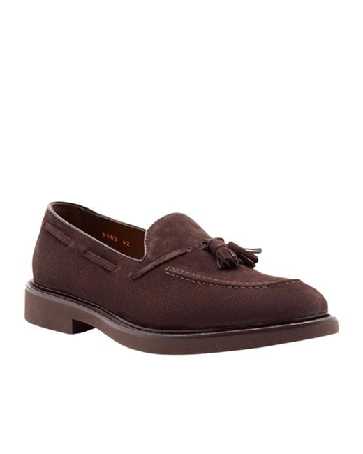 Doucal's Brown Tassel Moccasins for men