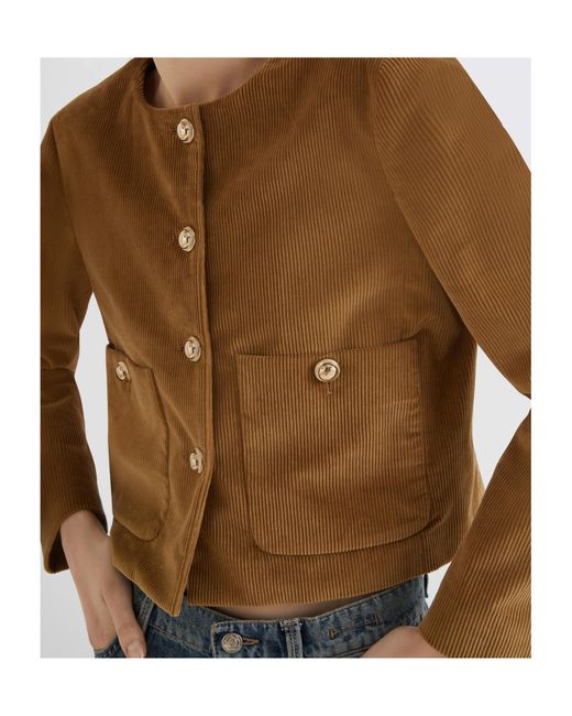 Marella Brown Velvet Boxy Jacket
