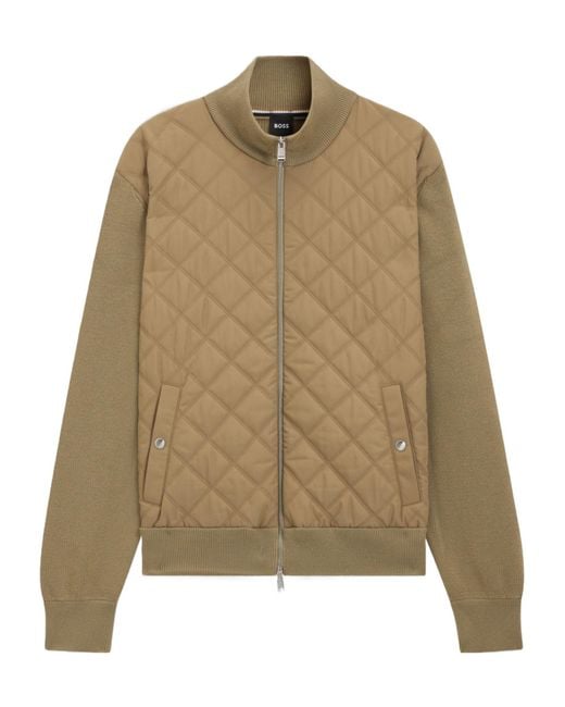 Boss Natural Quilted Zip-Up Jacket for men