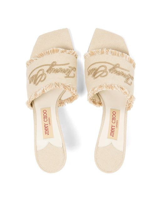 Jimmy Choo Natural Solid Color Heeled Mules
