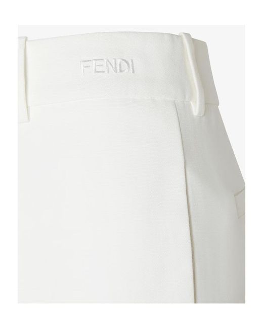 Fendi White Straight-Leg Pleated Trousers