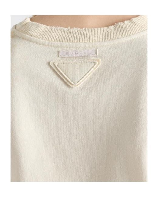 Prada White Garment-Dyed Jersey T-Shirt