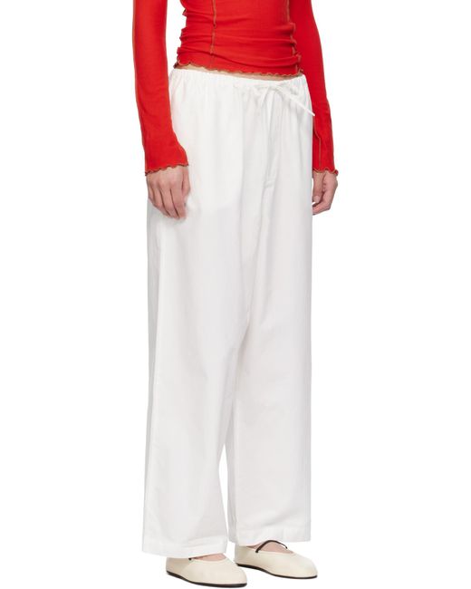 Baserange White Drawstring Straight Trousers