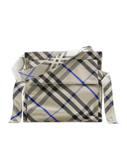 Burberry Gray Medium Checked Trench Tote Bag for men